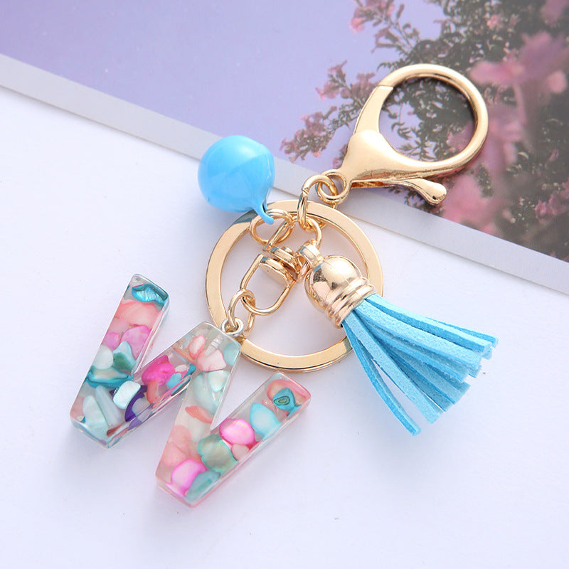 Wholesale English Alphabet Tassel Pendant Resin Drop Glue Keychains